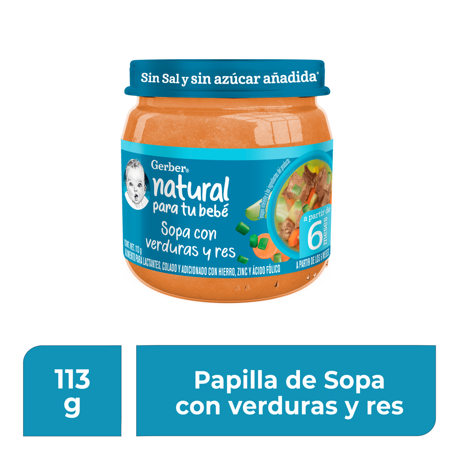 Gerber® Papilla Sopa de Res y verduras Etapa 2, 113g