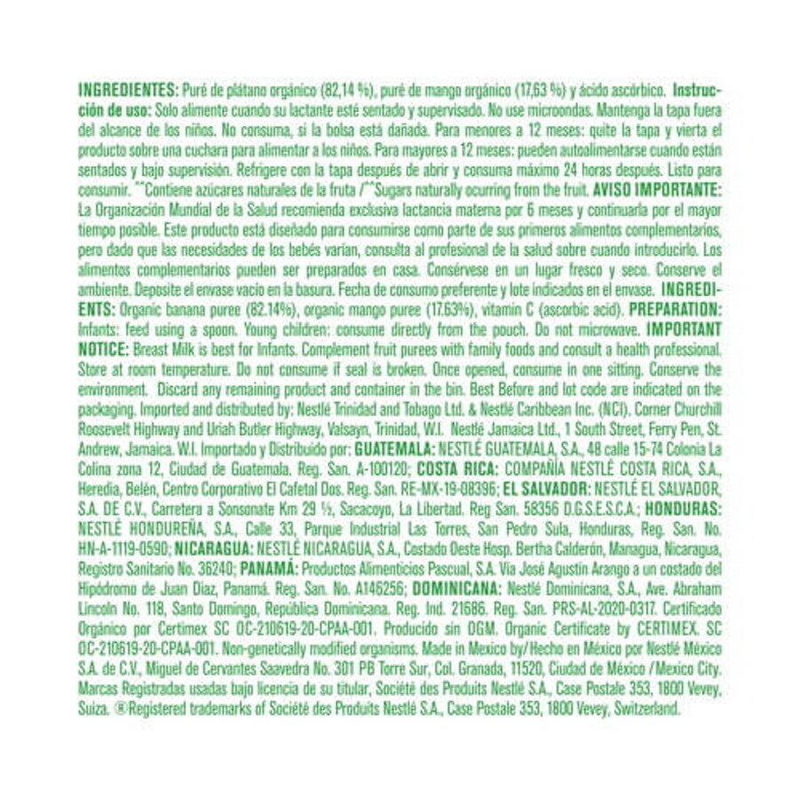 GERBER® Orgánico Puré Plátano Mango