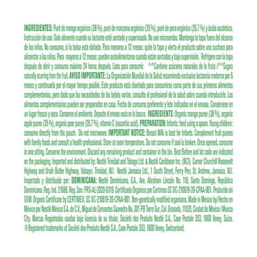 GERBER® Orgánico Puré Mango Manzana Pera
