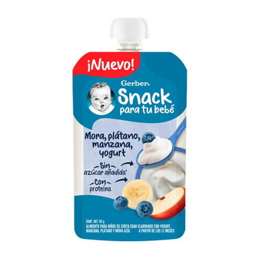 GERBER® Pouch Manzana Plátano Mora Azul Yogurt 