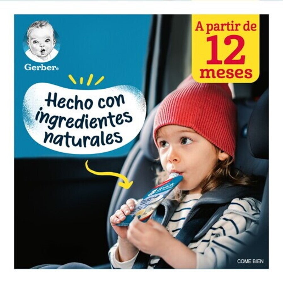 GERBER® Pouch Manzana Plátano Mora Azul Yogurt 