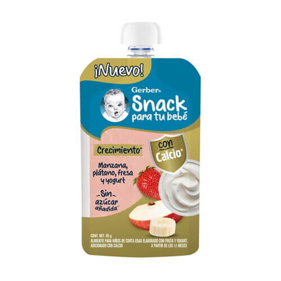 GERBER® Pouch manzana, plátano, fresa yogurt