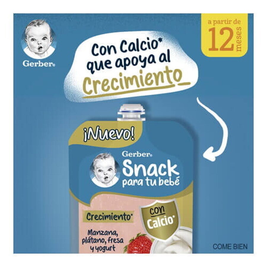 GERBER® Pouch manzana, plátano, fresa yogurt