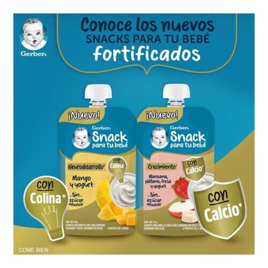 GERBER® Pouch manzana, plátano, fresa yogurt