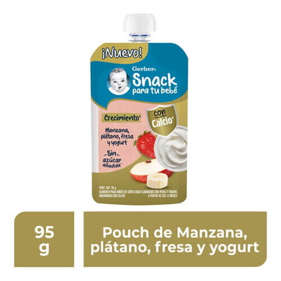 GERBER® Pouch manzana, plátano, fresa yogurt
