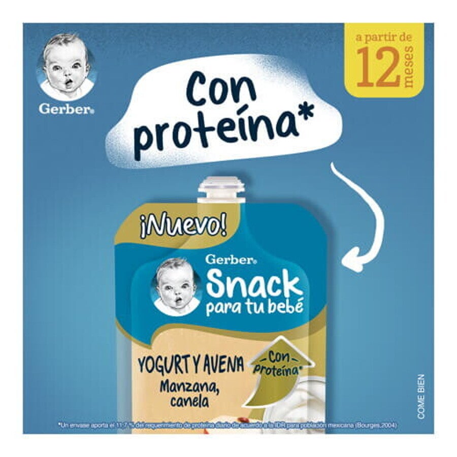 GERBER® Pouch Yogurt Avena Manzana Canela