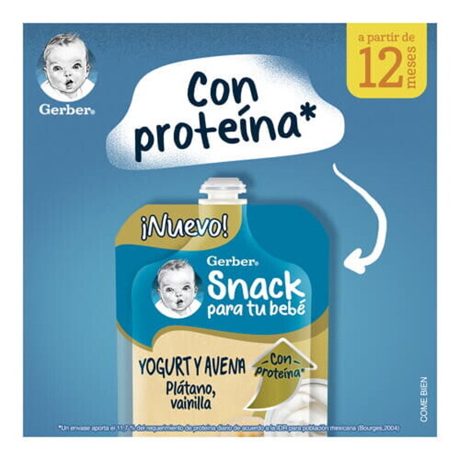 GERBER® Pouch Yogurt Avena Plátano Vainilla