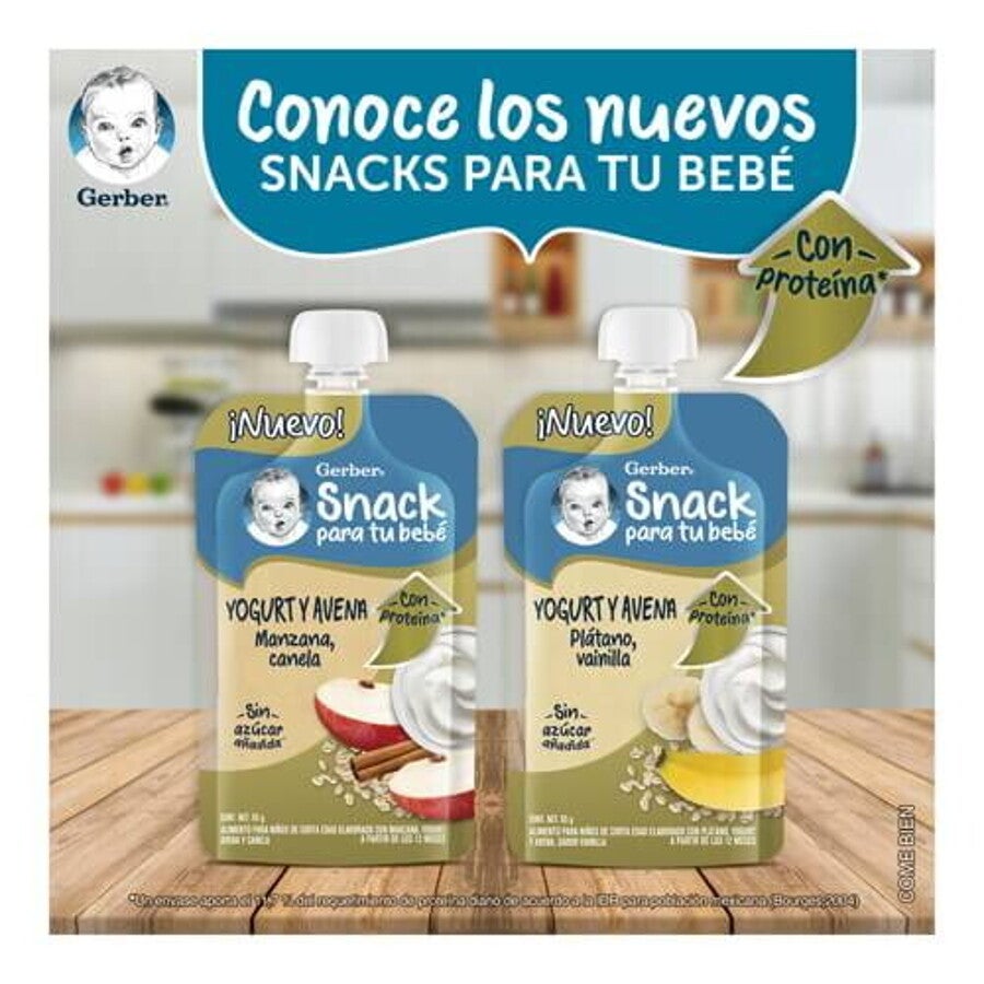GERBER® Pouch Yogurt Avena Plátano Vainilla