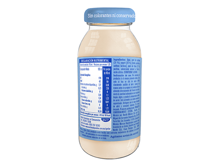  Smoothie Gerber® plátano y fresa con yogurt etapa 4 ingredientes
