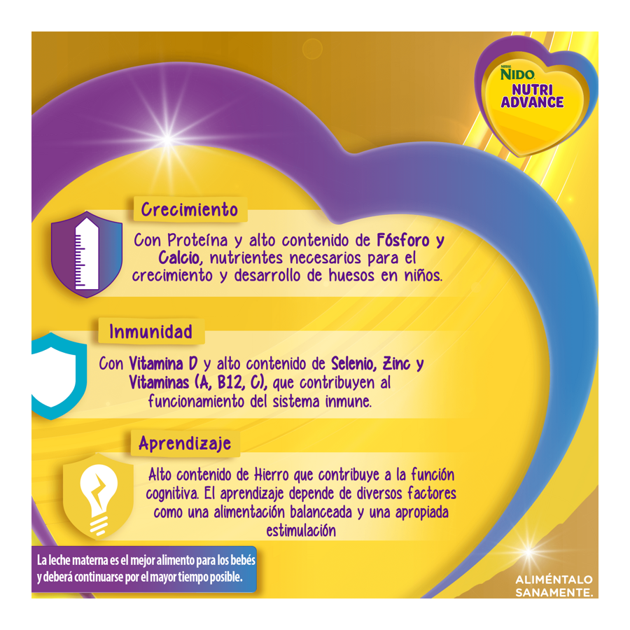 Complemento Nutricional para Niños NIDO® NUTRIADVANCE, sabor Vainilla