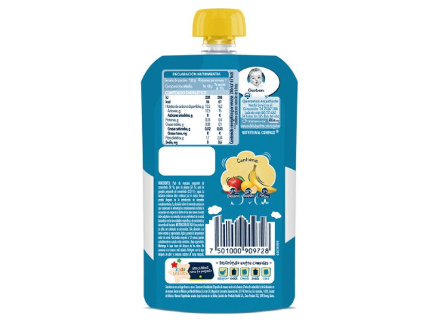 Gerber® Junior Pouch Manzana Guayaba Plátano 120g