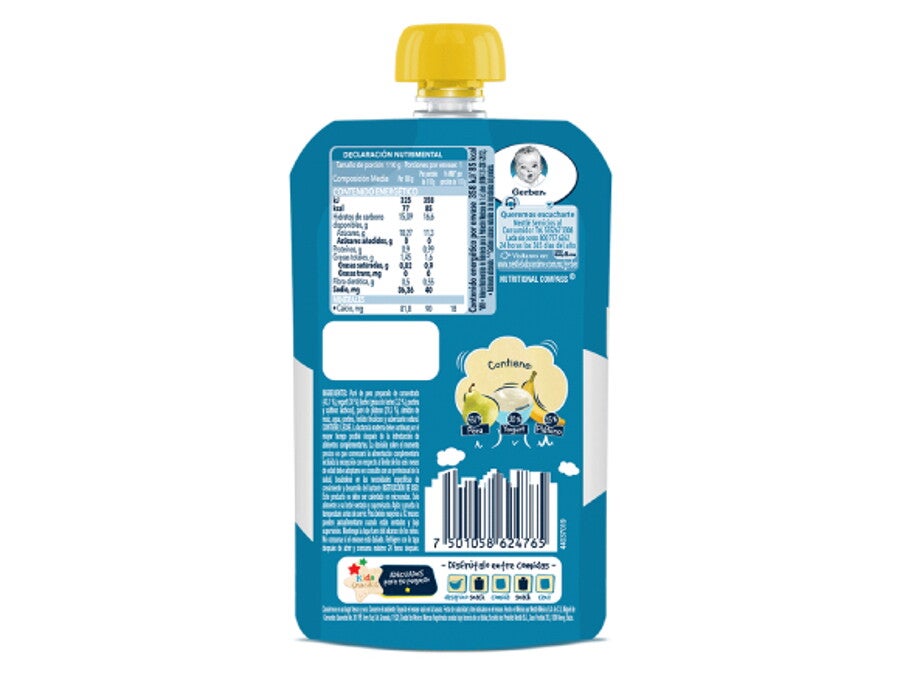 Gerber® Junior Pouch Yogurt Pera Plátano 110g