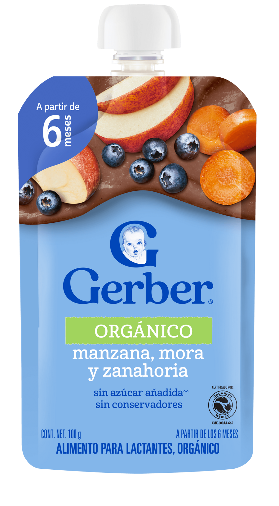 GERBER® Orgánico Manzana Mora Zanahoria