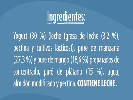 Gerber® Pouch frutas mixtas y yogurt ingredientes