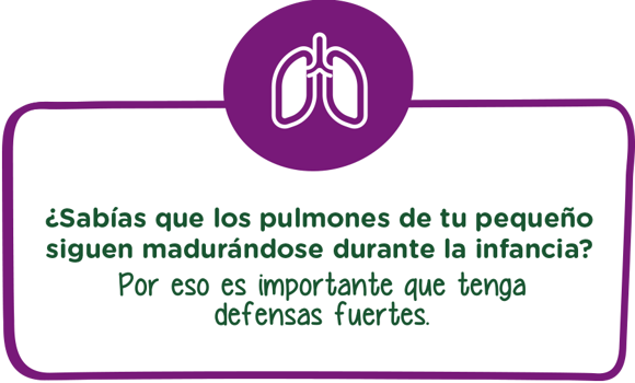 Sabias que los pulmones de tu pequeño siguen madurándose durante la infancia? Por eso es importante que tenga defensas fuertes Sabias que los pulmones de tu pequeño siguen madurándose durante la infancia? Por eso es importante que tenga defensas fuertes