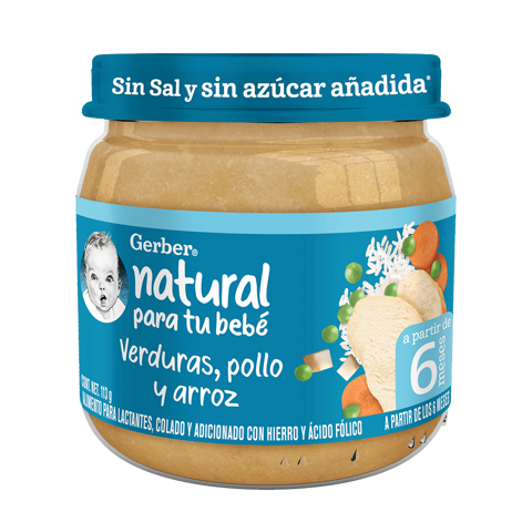 Gerber® Papilla Pollo con verduras y arroz Etapa 2, 113g