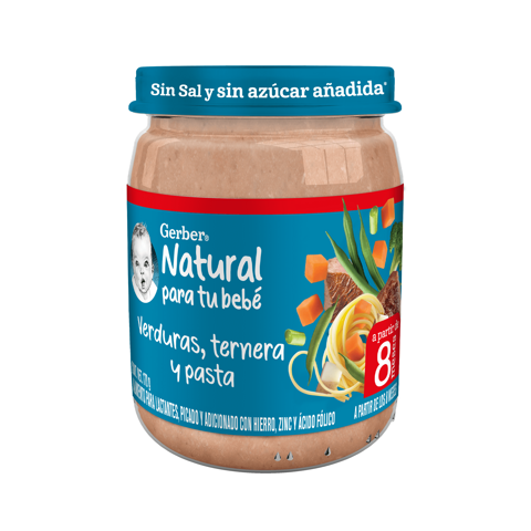 Gerber® Papilla Ternera con verduras y pasta Etapa 3, 170g